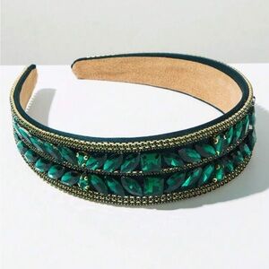 Emerald green color rhinestones Headband